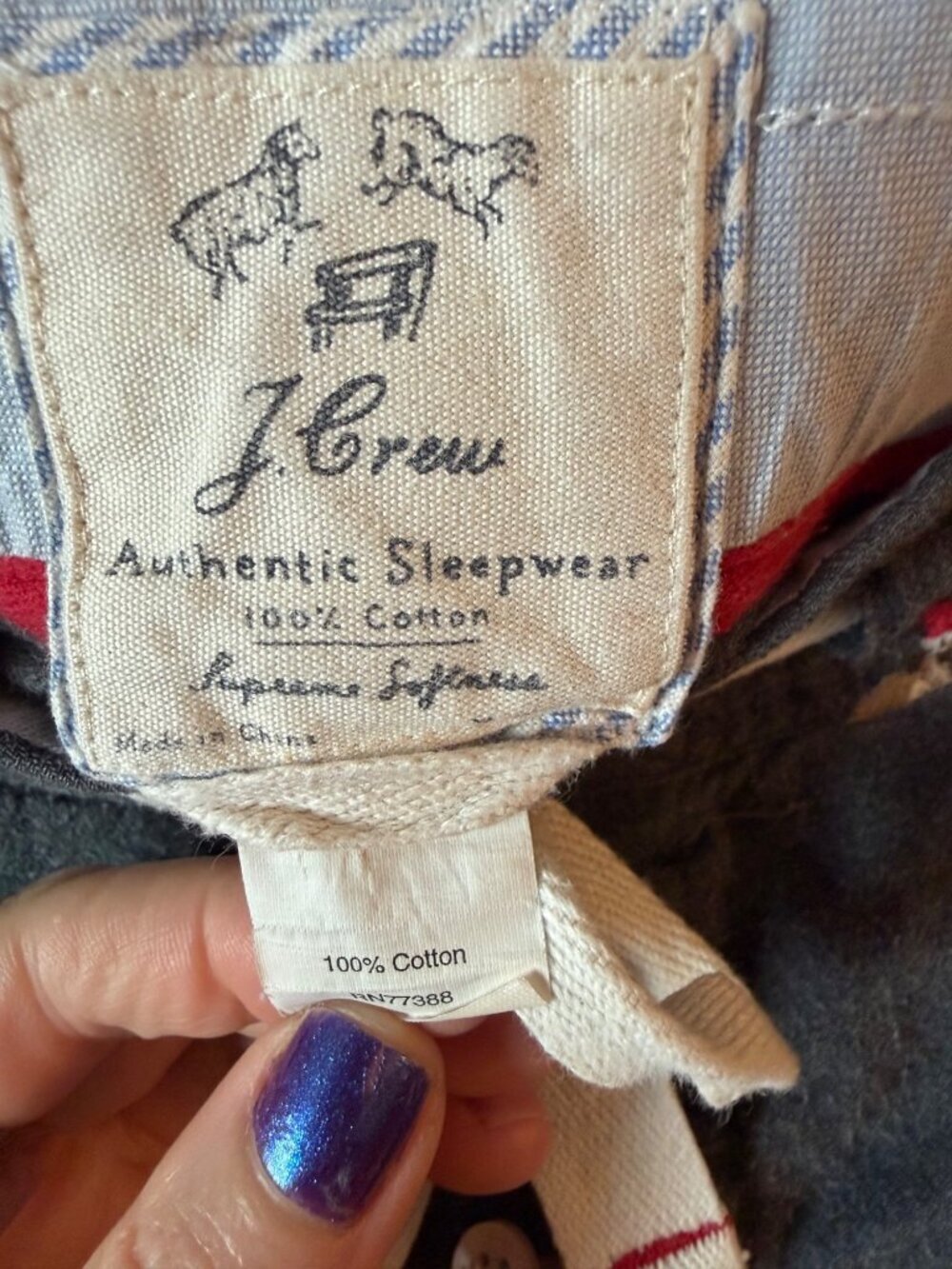 J. Crew Mens Gray Flannel Pajama Pants With Embroidered Dogs In Santa Hats Size - Picture 3 of 6
